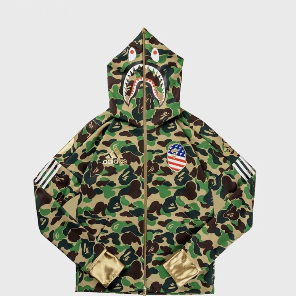 Bape Green Camo Shark Full Zip Hoodie